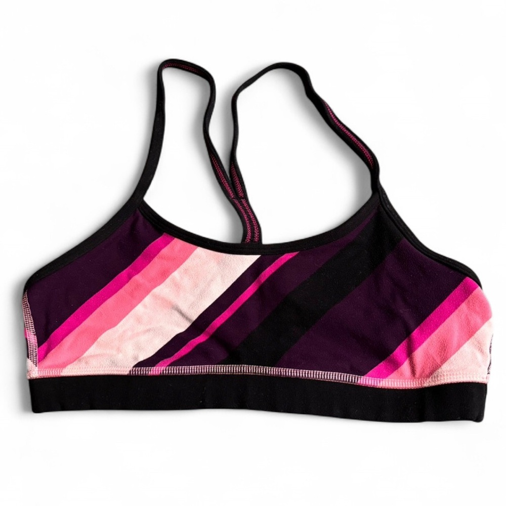 Women's Striped Sports Bra - Pink and Purple